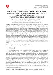 Ảnh hưởng của phân hữu cơ bokashi, chế phẩm trichoderma và pseudomonas đến sinh trưởng, phát triển và năng suất lạc trên đất xám bạc màu tại Thừa Thiên Huế