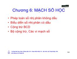 Bài giảng Kỹ thuật số - Chương 6: Mạch số học - Nguyễn Thị Bé Tám