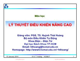 Bài giảng Lý thuyết điều khiển nâng cao - Chương 1: Giới thiệu - Huỳnh Thái Long