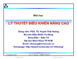 Bài giảng Lý thuyết điều khiển nâng cao - Chương 2: Điều khiển phi tuyến - Huỳnh Thái Long