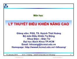 Bài giảng Lý thuyết điều khiển nâng cao - Chương 5: Điều khiển bền vững - Huỳnh Thái Long