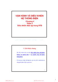 Bài giảng Vận hành và điều khiển hệ thống điện - Chương 4, Phần 2: Điều khiển điện áp trong hệ thống điện - Võ Ngọc Điều