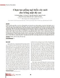 Chọn tạo giống ngô kiểu cây mới cho trồng mật độ cao