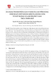 Đa dạng thành phần loài vi khuẩn lam tiềm năng sinh hoạt chất kháng khuẩn, kháng nấm từ đất ruộng lúa huyện phú vang Thừa Thiên Huế