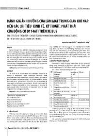 Đánh giá ảnh hưởng của làm mát trung gian khí nạp đến các chỉ tiêu kinh tế, kỹ thuật, phát thải của động cơ D1146TI trên xe bus