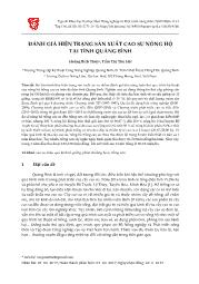 Đánh giá hiện trạng sản xuất cao su nông hộ tại tỉnh Quảng Bình