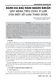 Đánh giá khả năng kháng khuẩn gây bệnh tiêu chảy ở lợn của một số loại thảo dược