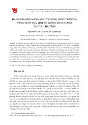 Đánh giá khả năng sinh trưởng, phát triển và năng suất của một số giống lúa lai mới tại tỉnh Hà Tĩnh