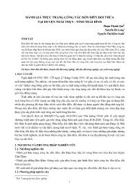 Đánh giá thực trạng công tác dồn điền đổi thửa tại huyện Thái Thụy - tỉnh Thái Bình