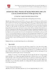 Đánh giá thực trạng sử dụng phân bón cho cây cao su kinh doanh ở tỉnh Quảng Trị