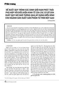 Đề xuất quy trình xác định giới hạn phát thải phù hợp với điều kiện kinh tế của các cơ sở sản xuất quy mô nhỏ thông qua áp dụng điển hình cho ngành sản xuất sản phẩm từ tinh bột gạo