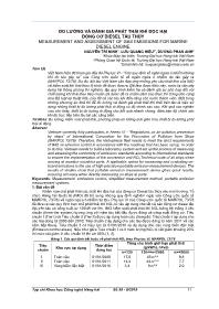 Đo lường và đánh giá phát thải khí độc hại động cơ Diesel tàu thủy