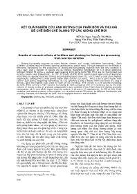 Kết quả nghiên cứu ảnh hưởng của phân bón và thu hái để chế biến chè ôlong từ các giống chè mới