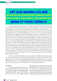 Kết quả nghiên cứu mới về nguồn gốc nguồn nước khoáng nóng Vĩnh Phương, Nha Trang, tỉnh Khánh Hòa bằng kỹ thuật đồng vị