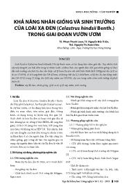 Khả năng nhân giống và sinh trưởng của loài xạ đen (celastrus hindsii benth.) trong giai đoạn vườn ươm