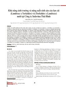 Khả năng sinh trưởng và năng suất sinh sản của lợn cái (Landrace x Yorkshire) và (Yorkshire x Landrace) nuôi tại Công ty Indovina Thái Bình
