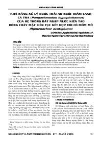 Khả năng xử lý nước thải ao nuôi thâm canh cá tra (Pangasianodon hypophthamus) của hệ thống đất ngập nước kiến tạo dòng chảy mặt liên tục kết hợp với cỏ mồm mỡ (Hymenachne acutigluma)