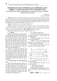 Mô hình toán học mô phỏng quá trình trao đổi nhiệt của bầu làm mát nước ngọt kiểu tấm