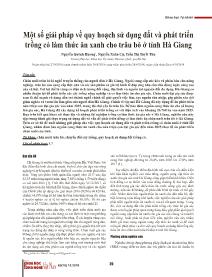 Một số giải pháp về quy hoạch sử dụng đất và phát triển trồng cỏ làm thức ăn xanh cho trâu bò ở tỉnh Hà Giang