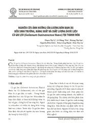 Nghiên cứu ảnh hưởng của lượng bón đạm (n) đến sinh trưởng, năng suất và chất lượng dược liệu cà gai leo (solanum hainanense hance) tại Thanh Hóa
