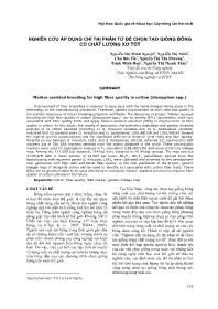 Nghiên cứu áp dụng chỉ thị phân tử để chọn tạo giống bông có chất lượng xơ tốt