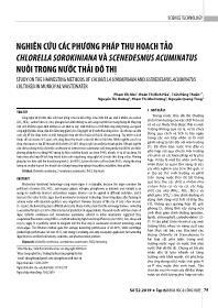 Nghiên cứu các phương pháp thu hoạch tảo chlorella sorokiniana và scenedesmus acuminatus nuôi trong nước thải đô thị