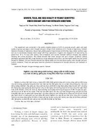 Nghiên cứu khả năng sinh trưởng, năng suất và chất lượng của một số dòng, giống lạc trong điều kiện hạn và thiếu đạm