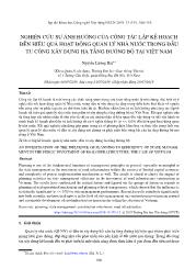 Nghiên cứu sự ảnh hưởng của công tác lập kế hoạch đến hiệu quả hoạt động quản lý nhà nước trong đầu tư công xây dựng hạ tầng đường bộ tại Việt Nam