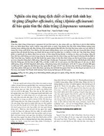 Nghiên cứu ứng dụng dịch chiết có hoạt tính sinh học từ gừng (Zingiber officinale), riềng (Alpinia officinarum) để bảo quản tôm thẻ chân trắng (Litopenaeus vannamei)