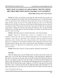 Phân tích tác động của hoạt động truyền thông đến nhận biết nhãn hàng giải độc gan Naturenz