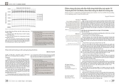 Phân vùng cấu trúc nền địa chất công trình khu vực quận 10 Thành phố Hồ Chí Minh, theo khả năng ổn định hố móng sâu