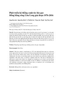 Phát triển hệ thống canh tác lúa gạo Đồng bằng sông Cửu Long giai đoạn 1976-2016