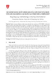 So sánh năng suất sinh sản của lợn nái VCN-MS15 với lợn nái Móng Cái nuôi tại tỉnh Thừa Thiên Huế