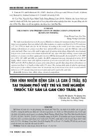 Tình hình nhiễm bệnh sán lá gan ở trâu, bò tại thành phố Việt Trì và thử nghiệm thuốc tẩy sán lá gan cho trâu, bò