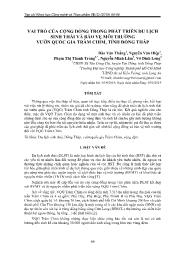 Vai trò của cộng đồng trong phát triển du lịch sinh thái và bảo vệ môi trường vườn quốc gia Tràm Chim, tỉnh Đồng Tháp