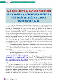 Xác định liều và sự đáp ứng tiêu chuẩn về an toàn, an ninh nguồn phóng xạ của thiết bị chiếu xạ gamma dùng nguồn Co-60