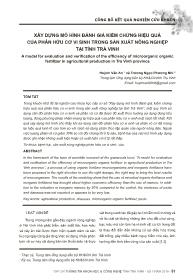 Xây dựng mô hình đánh giá kiểm chứng hiệu quả của phân hữu cơ vi sinh trong sản xuất nông nghiệp tại tỉnh Trà Vinh