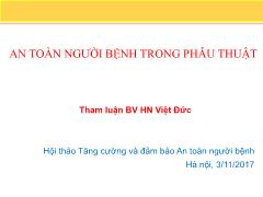 Bài giảng An toàn người bệnh trong phẫu thuật