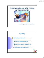 Bài giảng Phòng ngừa sai sót trong sử dụng thuốc - Khoa Dược-Bệnh viện Bạch Mai