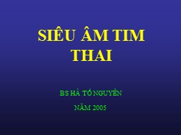 Bài giảng Siêu âm tim thai - Hà Tố Nguyên