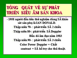 Bài giảng Tổng quát về sự phát triển siêu âm sản khoa