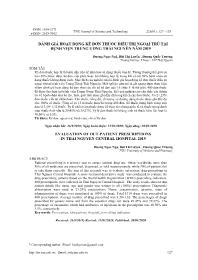 Đánh giá hoạt động kê đơn thuốc điều trị ngoại trú tại Bệnh viện Trung ương Thái Nguyên năm 2019