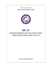 Đề án thành lập phòng quản lý chất lượng Bệnh viện Đa khoa tỉnh Long An