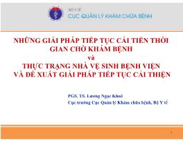 Đề tài Những giải pháp tiếp tục cải tiến thời gian chờ khám bệnh và thực trạng nhà vệ sinh bệnh viện và đề xuất giải pháp tiếp tục cải thiện - Lương Ngọc Khuê