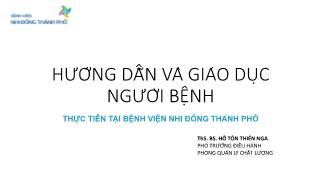 Hướng dẫn và giáo dục người bệnh thực tiễn tại Bệnh viện nhi đồng Thành phố