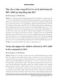 Nhu cầu và thực trạng hỗ trợ trẻ em bị ảnh hưởng bởi HIV/AIDS tại cộng đồng năm 2013