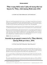 Thực trạng thiếu máu ở phụ nữ mang thai tại huyện Lệ Thủy, tỉnh Quảng Bình năm 2016