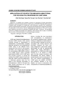 Application Of Pcr-Rflp Techinique In Genotyping For Rs165599 Polymorphism On Comt Gene - Dinh Viet Hung