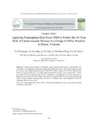 Applying Framingham Risk Score 2008 to Predict the 10-Year Risk of Cardiovascular Disease in a Group of Office Workers in Hanoi, Vietnam - Do Thi Quynh