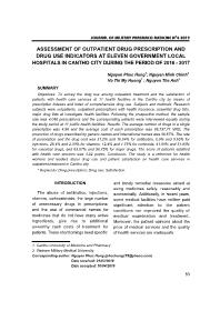 Assessment Of Outpatient Drug Prescription And Drug Use Indicators At Eleven Government Local Hospitals In Cantho City During The Period Of 2016 – 2017 – Nguyen Phuc Hung